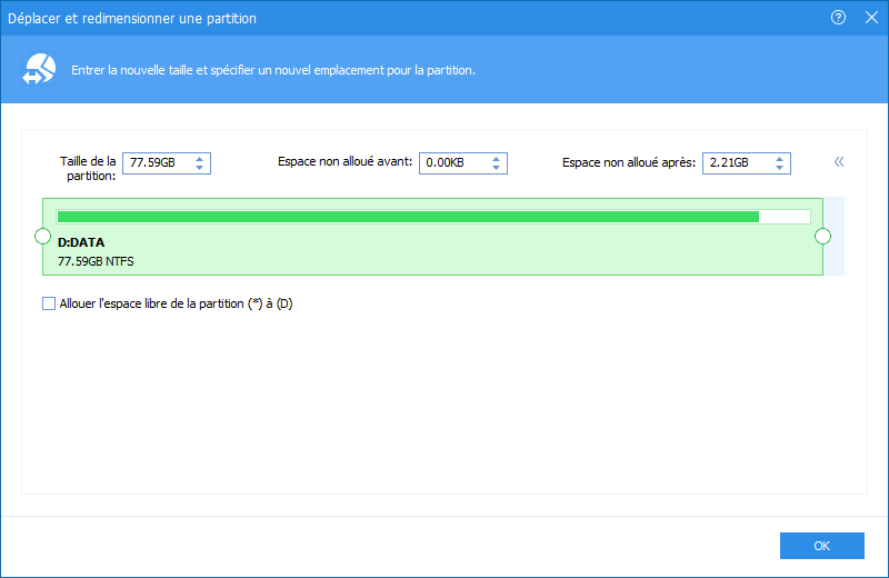 agrandir une partition