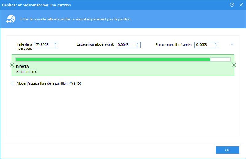 agrandir une partition